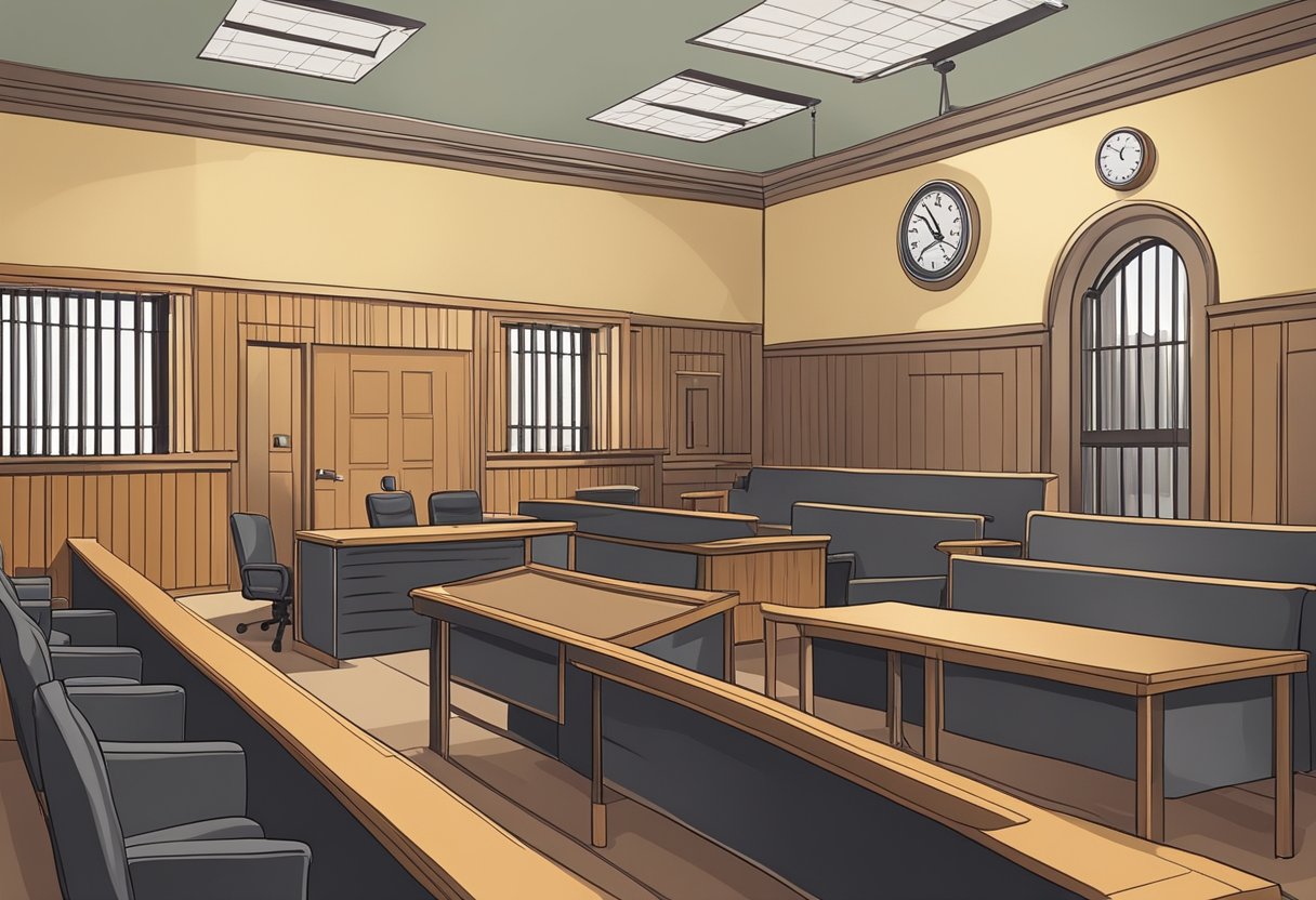 Une salle d'audience avec un banc de juge, un box pour les témoins et des places pour les spectateurs. Une cellule de prisonnier avec des barreaux et un lit. Des programmes de réhabilitation et des services de soutien pour les anciens détenus.